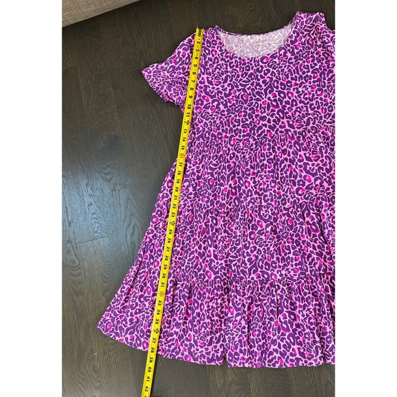 Lilly Pulitzer Jodee Dress Purple Pink‎ Leopard Print Tiered Knit Dress sz L - Picture 7 of 8